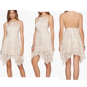 Free‎ People "Just Like Honey" ivory lace Mini dress Size 8 Boho Feminine thumbnail 2