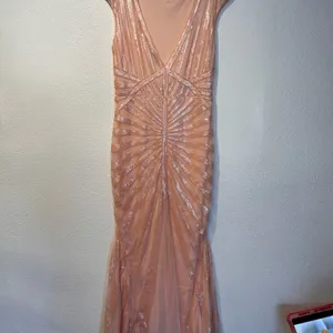 Elegant Peach Evening Gown Pink Size L thumbnail 5