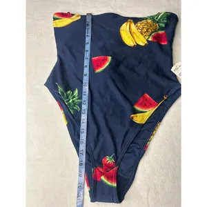 Forever 21 Fruit Print One Piece Swimsuit Large‎ NWT Navy Blue Watermelon Banana thumbnail 8