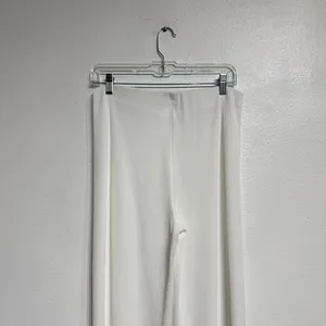 Zara White High Waist Wide Leg Ribbed Pants Sz L thumbnail 7