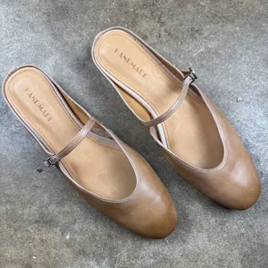 Handmade Genuine Leather Tan Mary Jane Mule D’Orsay Shoes Size: 40 thumbnail 1