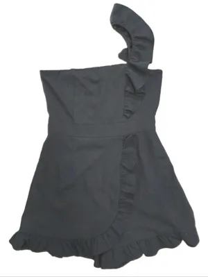DO+BE Womens Romper Black One-Piece Ruffle Mini Dress One Shoulder Size Large thumbnail 2