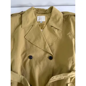 A New Day‎ Womens Large Mustard Yellow Double Breasted Trench Coat with Belt thumbnail 7