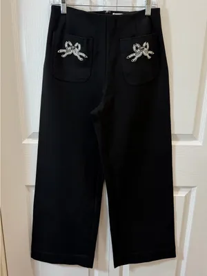 Maeve Colette Embroidered High-Rise Wide-Leg Full-Length Pants 29P thumbnail 4