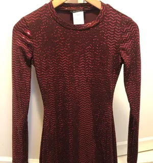 B Darlin Burgundy Sequin Long Sleeve Dress thumbnail 1