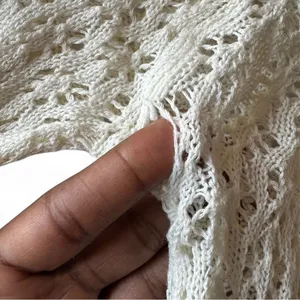 Free People Cream Knit Peasant Top Size S Bohemian Sheer Lace Detail Long Sleeve thumbnail 4