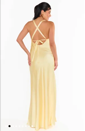 Show Me Your Mumu Anderson Maxi Dress Pale Yellow Luxe Satin thumbnail 2