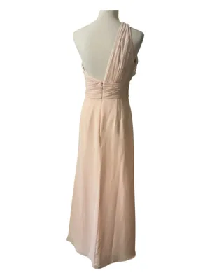 Bill Levkoff One-Shoulder Pleated Chiffon Maxi Dress in Blush Pink – Size 8 thumbnail 3