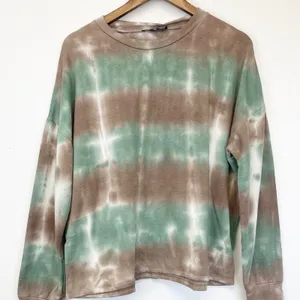 Lulus Womens M Iconic‎ Moves Tie Dye Sweatshirt Brown Green Slouchy Hippie USA thumbnail 1