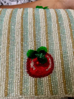 Handcrafted in India Striped Tomato Beaded Shoulder Bag VIRAL NWT thumbnail 12