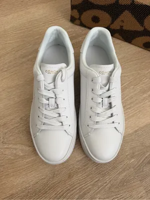 NWB COACH High Line Leather Sneakers Optic White CCN68 Size 7.5B thumbnail 3