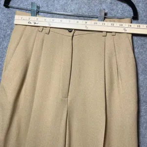 Express Vintage‎ 90s 3 Piece Suit Set 9/10 Camel Tan Wool Blend Blazer Pant Skirt Lined thumbnail 8