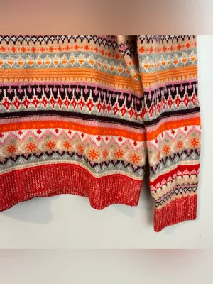 NWT J. Crew Wool Blend Bright Cerise Peony Faire Isle Wool Blend Sweater Small thumbnail 8
