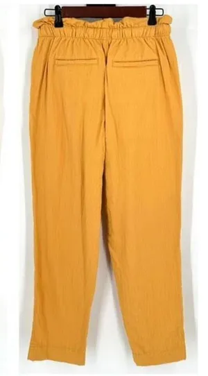 Loft Women's High Rise Straight Elastic Waist Crop Paperbag Pants Yellow‎ Small thumbnail 1