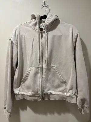 H&M Divided Women’s XS Cream Full Zip Hoodie Neutral Minimalist Sweatshirt thumbnail 1