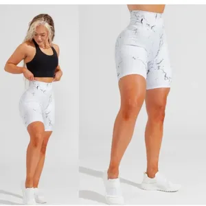 BuffBunny Limitless White Marble Size M Seamless Pocket Biker 4" Inseam‎ Shorts thumbnail 4