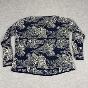 Denim & Supply Ralph Lauren Sweater Womens Small Blue Floral Crew Neck Knit thumbnail 7