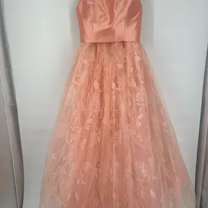 Sherri Hill Peach Satin & Embroidered Tulle Tea Length Formal Dress Prom thumbnail 2