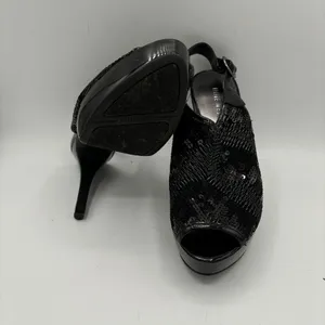 NINE WEST Black Sequin/Metallic‎ Look Heels, Womens Size 7 thumbnail 7