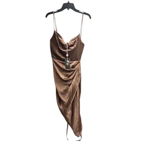 HOUSE OF CB Women Reva Satin Gathered Corset Dress Toffee Size Small $255 NEW thumbnail 4