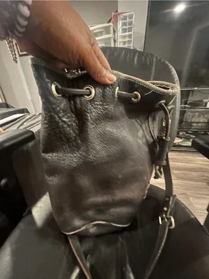 Vintage Rugby Black Leather Drawstring Bucket Bag North America thumbnail 4