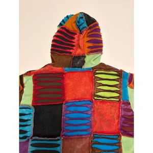 Rising International Patchwork Hoodie Women Large Multicolor Razor Cut Boho Zip thumbnail 7