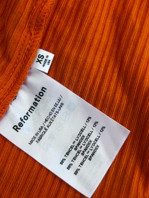 Reformation Formosa Orange Ribbed Bodycon Midi Dress w/ Slit Size XS thumbnail 6