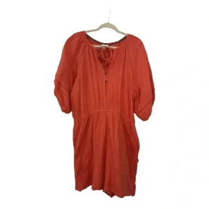 Knox Rose Peach Gauze Puff Sleeve Short Romper // Size XXL thumbnail 2