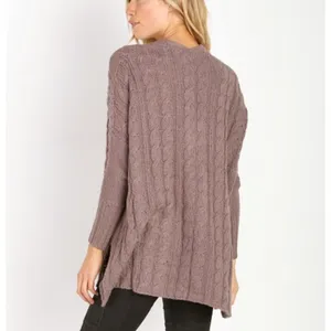 Free people easy cable v neck‎ sweater mushroom thumbnail 4