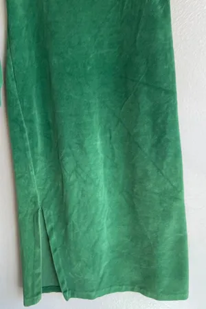 Vintage Liz Claiborne Velvet Green long-sleeve green velour midi dress featuring thumbnail 12