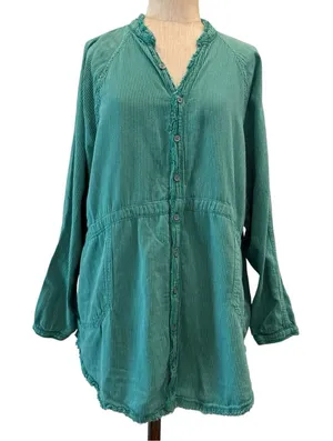 Free people daydream green stripe button down thumbnail 1