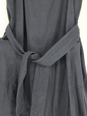 Everlane Denim Apron Midi Dress Women’s Large Navy Organic Cotton Belted Pockets thumbnail 3