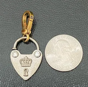 Retired RARE 2-tone “LOVE ME” Lock Collectible Bracelet Charm thumbnail 4