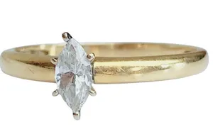 14K 14KT Marquise Cut Diamonique Cubic Zirconia Yellow Gold Ring Sz 8.75 thumbnail 2
