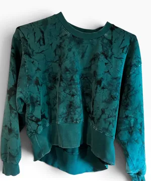 JoyLab Teal and Black Marble Tie-Dye Crewneck Sweatshirt thumbnail 1
