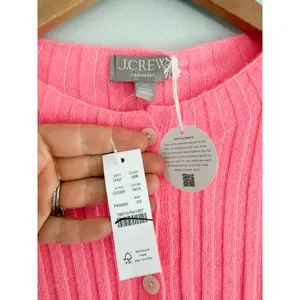 J.Crew | NWT Wide-Rib Cashmere Cardigan in Neon Capri Pink 100% Cashmere | Sz XS thumbnail 4