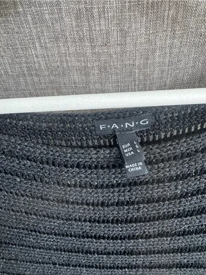FANG Black Open-Knit Boatneck Sweater thumbnail 2