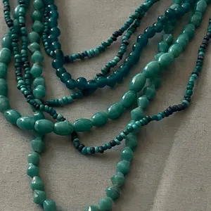 16” Multi Strand Necklace Turquoise Teal Green Blue Beads Various Sizes Vintage thumbnail 2