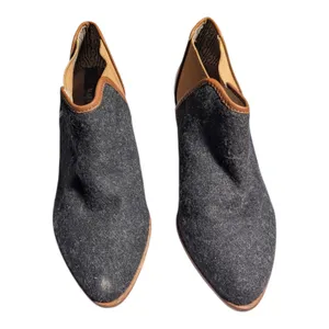 Anthropologie Matt Bernson Marlow Gray Wool Brown Leather Ankle Booties Sz 8 thumbnail 2