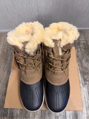 PAWZ Brown and Black Faux-Fur Lined Lace-Up Winter Rain Boot Size 10 thumbnail 16