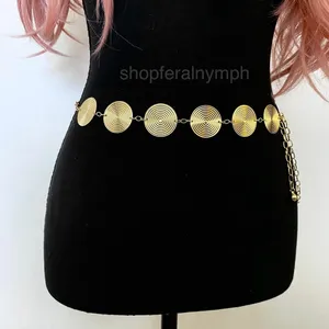 Gold Y2K Spiral Swirl Disc Chain Belt, Fits 15.5-42 Inches, X7GA1282 thumbnail 1