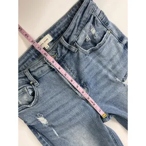 RISEN JEANS Size 29 Straight Leg High Rise Distressed Stretch Blue Denim thumbnail 7