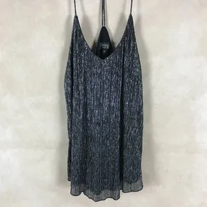 TopShop T-back Silver Metallic Drapey Tank Top Size 4 thumbnail 8