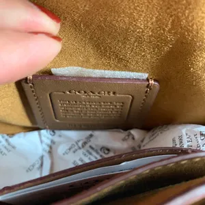 Authentic COACH Leather/suede/Straw flap logo Crosby/shoulder/wristlet bag thumbnail 5