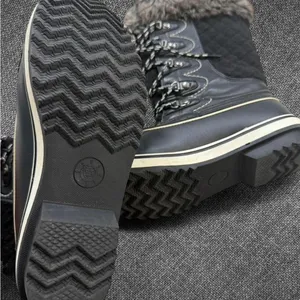Black Faux Fur Trim Winter Snow Boots thumbnail 3
