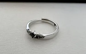 Adjustable Devil Wings Open Ring for Men Women Silver thumbnail 2