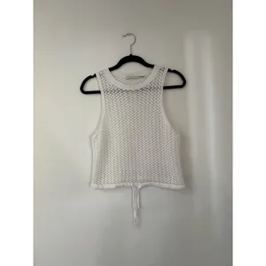 Alice + Olivia White Tevin Open Knit cropped drawstring Tank Top Size M coverup thumbnail 2