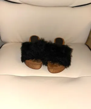 Free People "Sonnet" clogs, characterized by their wooden sole and black synthetic leather details. Size 7 thumbnail 4