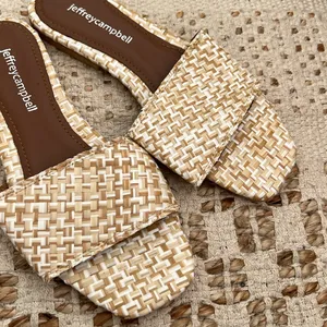 Jeffrey Campbell Raffia Slide Sandals NEW 6 Spring Summer Vacation thumbnail 2