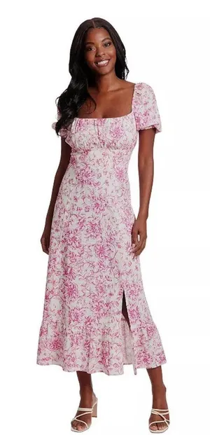London Times Floral Pink Midi Dress thumbnail 1